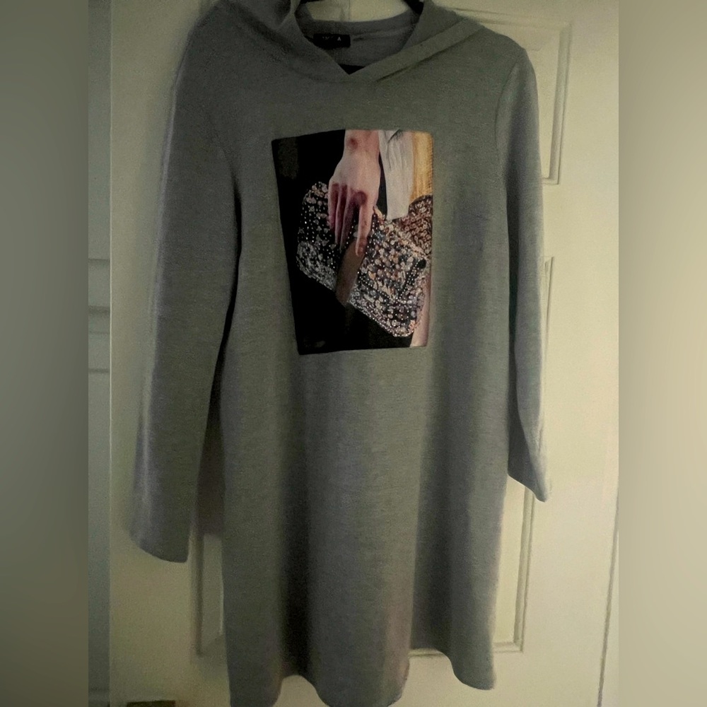 Tacera Blinged Out Hoodie Dress Size L NWOT